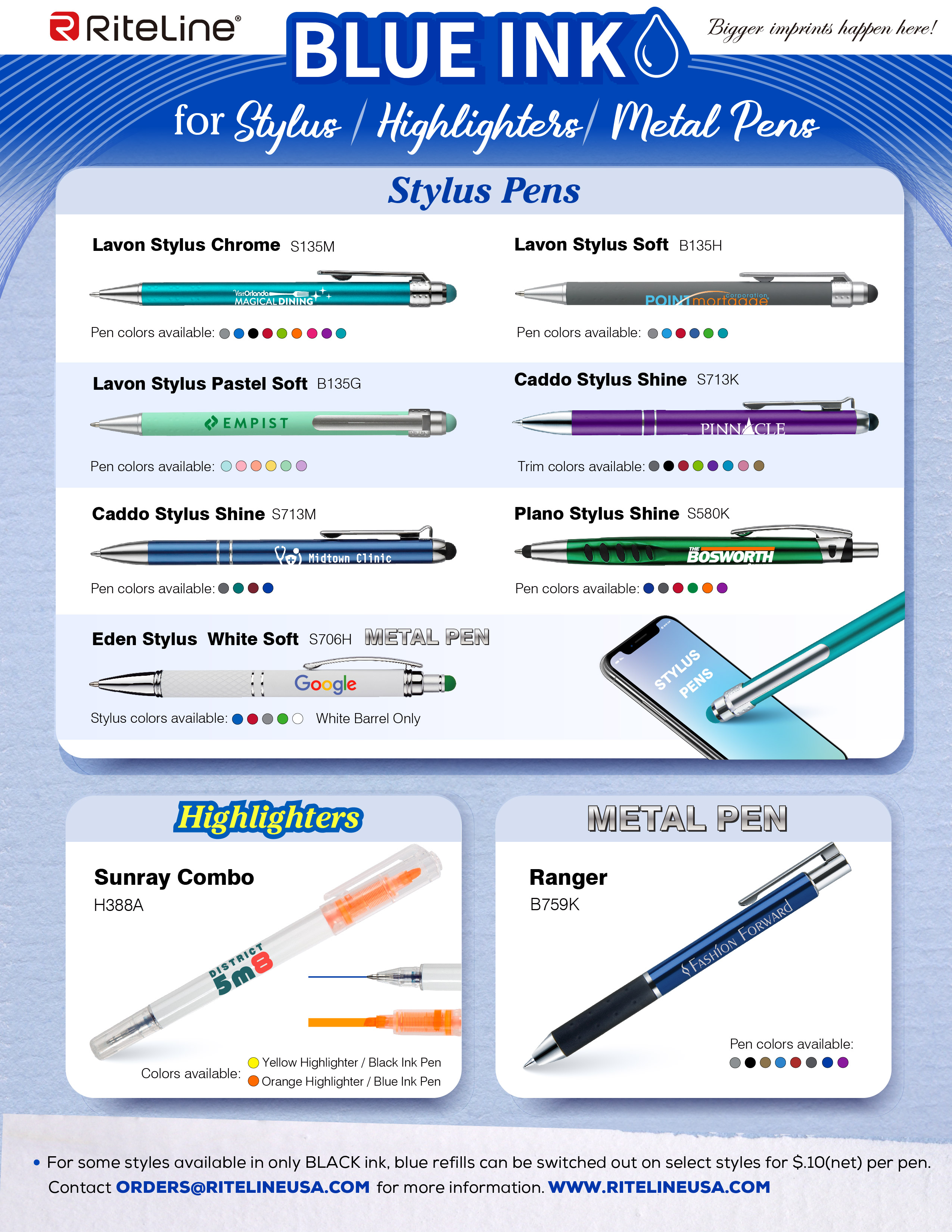 BLUE INK PENS